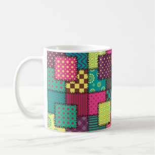 patchwork background with different patterns coffee mug