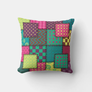 patchwork background with different patterns cushion