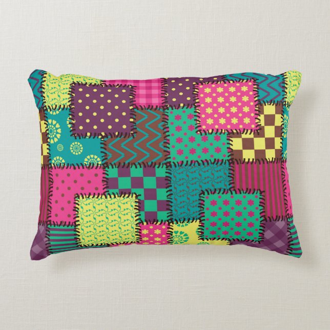 patchwork background with different patterns decorative cushion (Front)