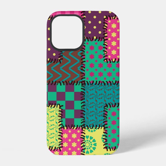 patchwork background with different patterns iPhone case (Back)