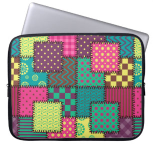 patchwork background with different patterns laptop sleeve