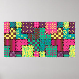 patchwork background with different patterns poster