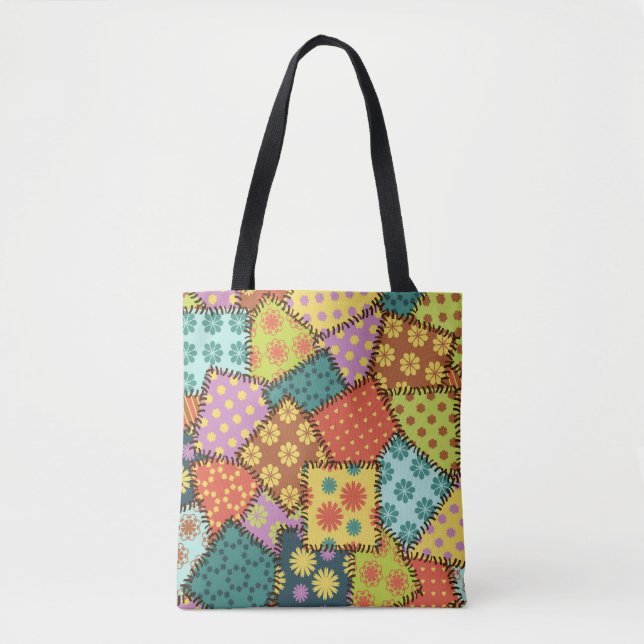 patchwork background with different patterns tote bag (Front)