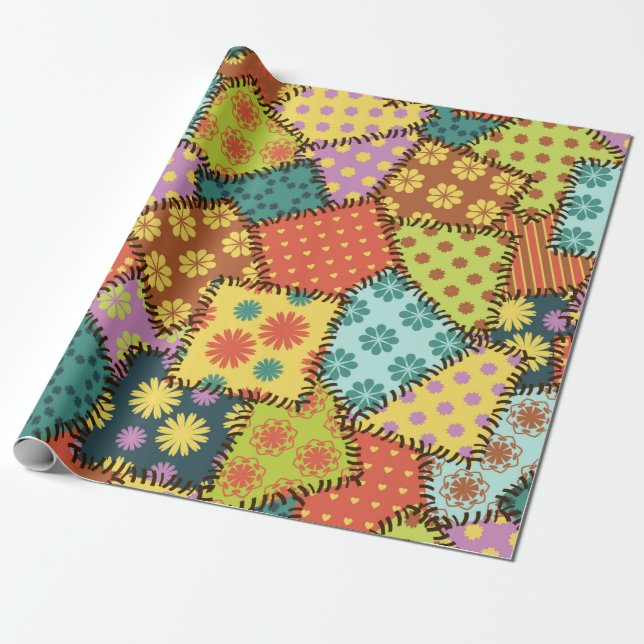patchwork background with different patterns wrapping paper (Unrolled)
