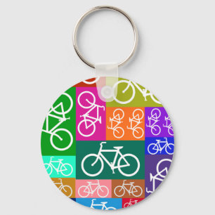 Patchwork Bicycles Art Key Ring