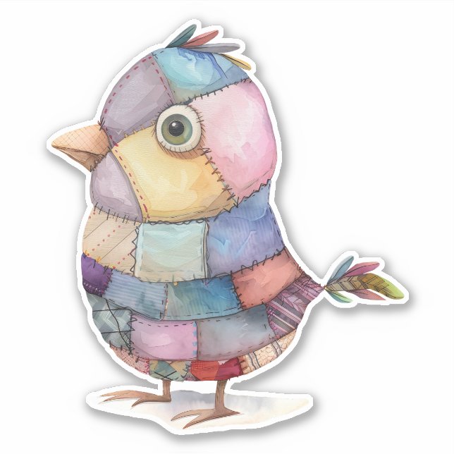 Patchwork Bird Sticker (Front)