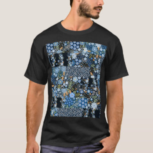 Patchwork Blue Flowers: Seamless Fabric. T-Shirt