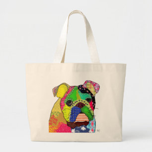 Patchwork Bulldog Large Tote Bag