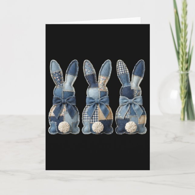 Patchwork Bunny Design For Spring And Easter Celeb Card (Front)