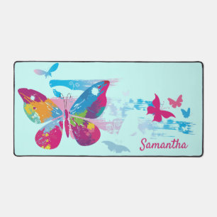 Patchwork Butterflies Design Desk Mat