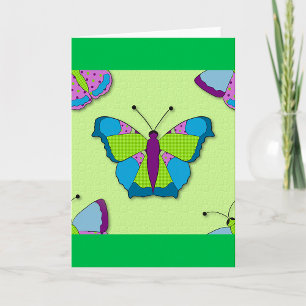 Patchwork Butterfly Pattern on Green Card