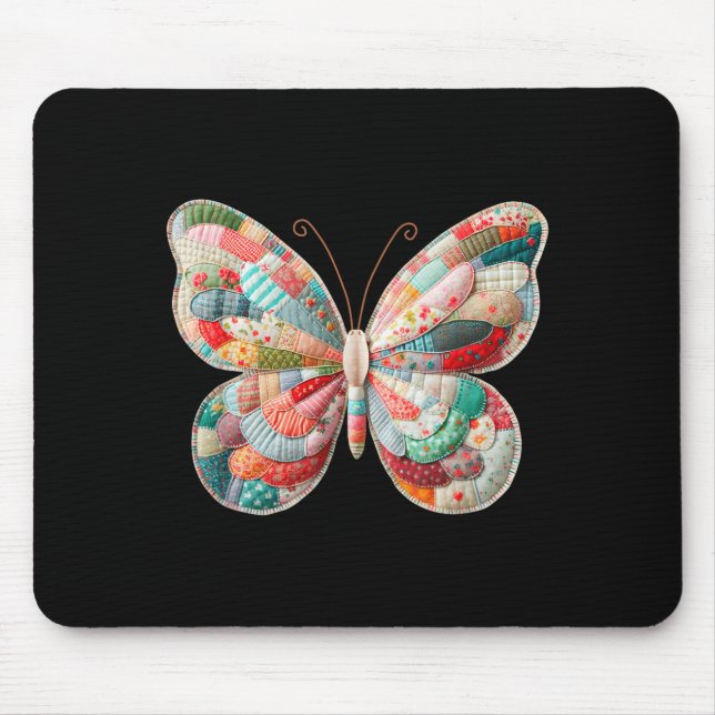 Patchwork Butterfly,retro Butterfly Funny Tee Girl Mouse Pad (Front)