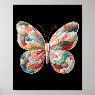 Patchwork Butterfly,retro Butterfly Funny Tee Girl Poster