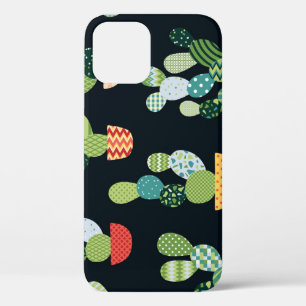 Patchwork Cactus Plants Seamless Pattern iPhone 12 Case