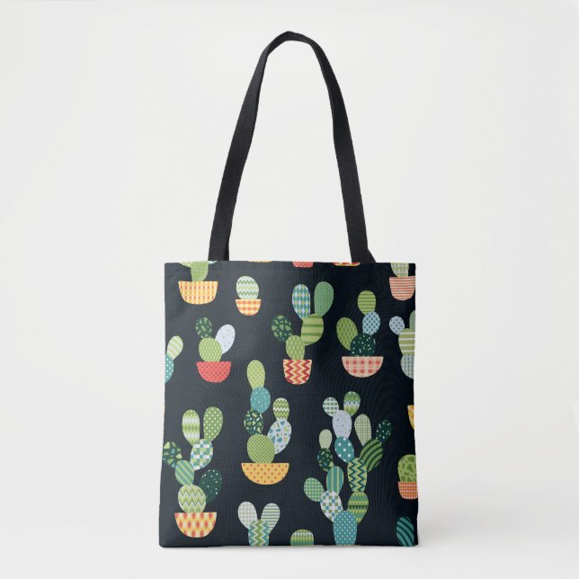 Patchwork Cactus Plants Seamless Pattern Tote Bag (Front)