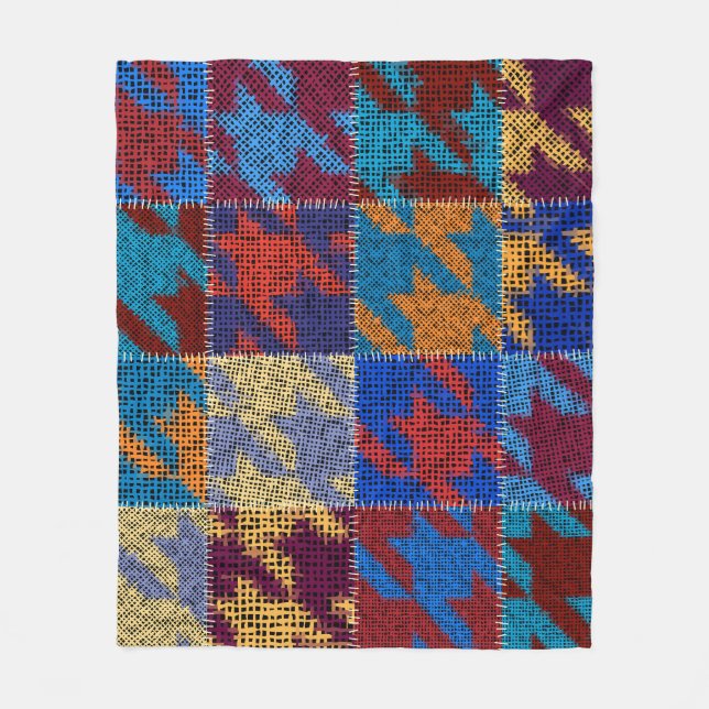 Patchwork canvas: imitation vintage pattern. fleece blanket (Front)