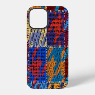 Patchwork canvas: imitation vintage pattern. iPhone 12 case