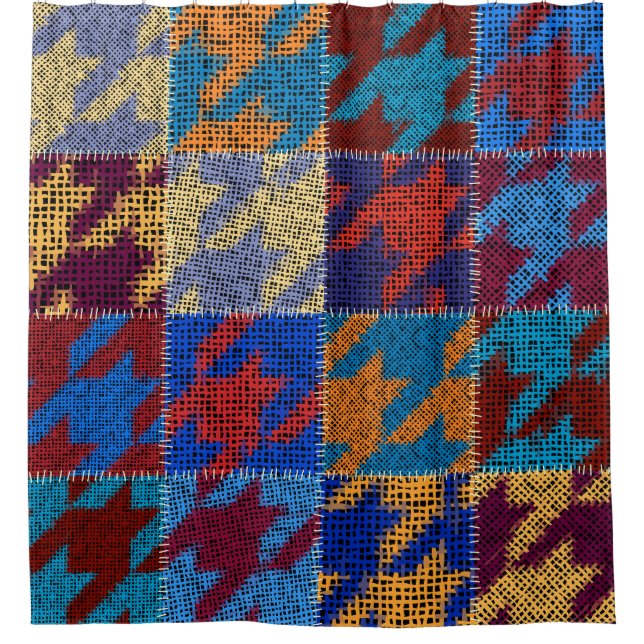 Patchwork canvas: imitation vintage pattern. shower curtain (Front)