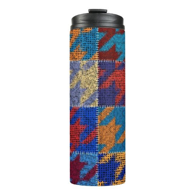Patchwork canvas: imitation vintage pattern. thermal tumbler (Front)