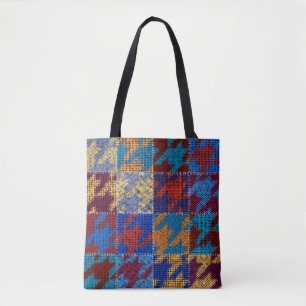 Patchwork canvas: imitation vintage pattern. tote bag