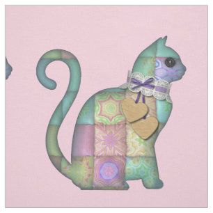 patchwork cat print fabric