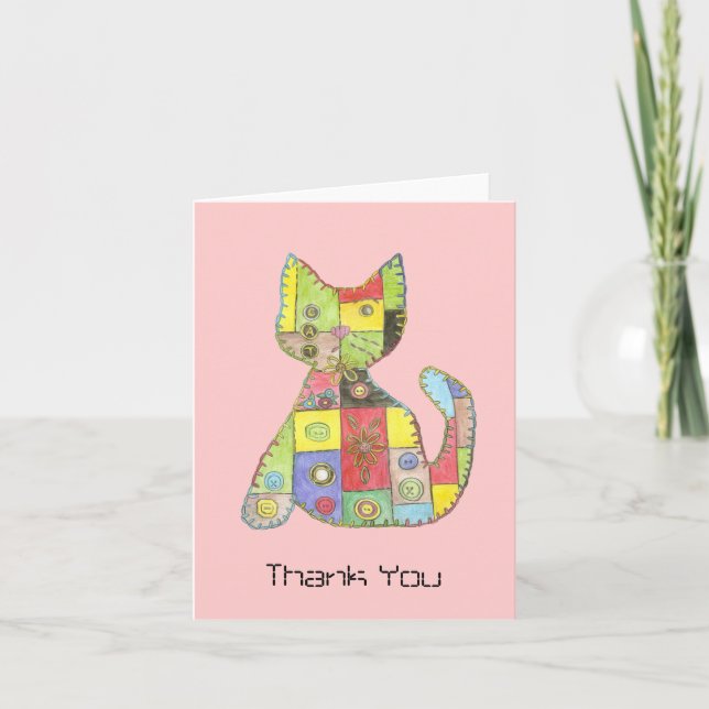 Patchwork Cat thank you card (Front)