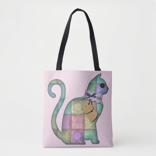 patchwork cat tote bag (Front)