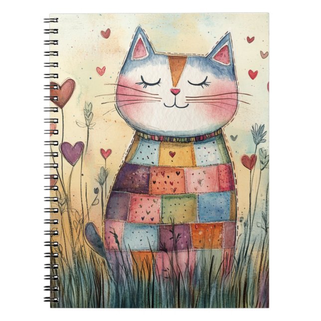 Patchwork Cat Valentine Notebook (Front)