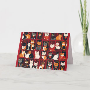 patchwork cats AI art greeting card