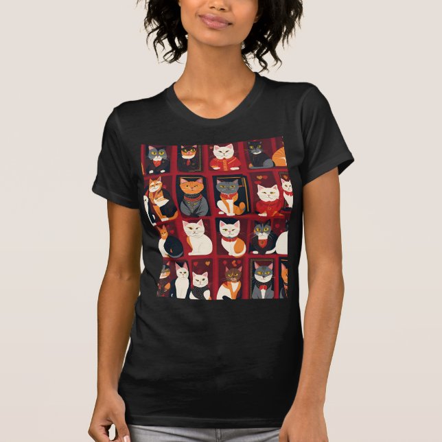 patchwork cats AI art T-shirt (Front)