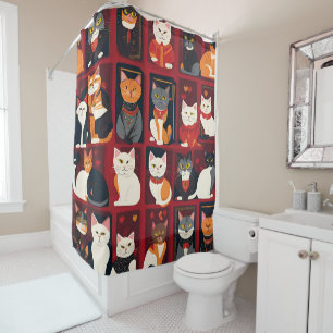 patchwork cats shower curtain