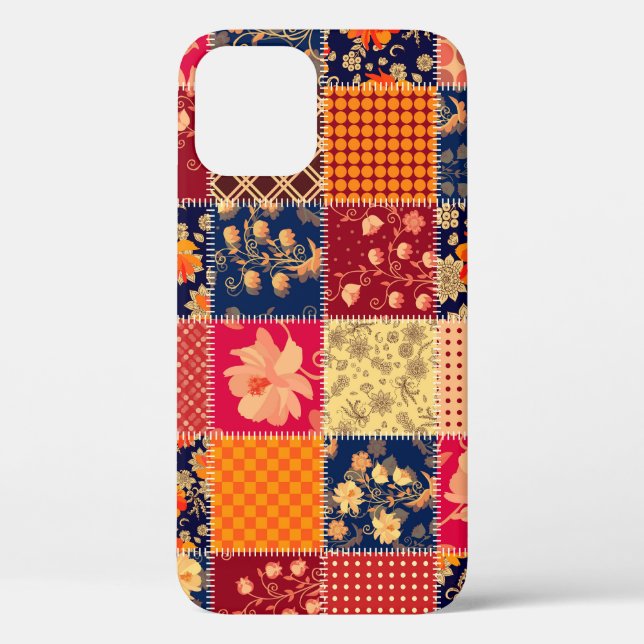 Patchwork Charm: Floral & Geometric Mix Case-Mate iPhone Case (Back)
