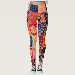 Patchwork Charm: Floral & Geometric Mix Leggings