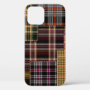 patchwork chercks pattern, tartan design, surface iPhone 12 case