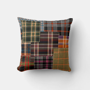 patchwork chercks pattern, tartan design, surface  cushion