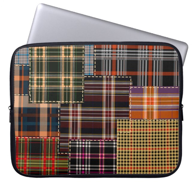patchwork chercks pattern, tartan design, surface  laptop sleeve (Front)
