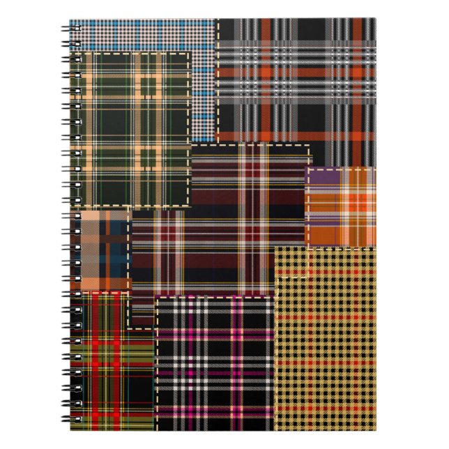 patchwork chercks pattern, tartan design, surface  notebook (Front)