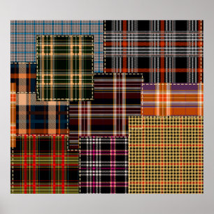 patchwork chercks pattern, tartan design, surface poster