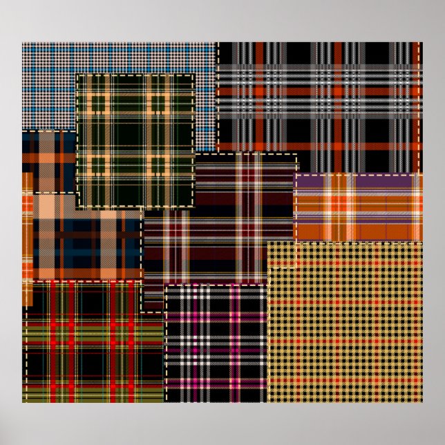 patchwork chercks pattern, tartan design, surface  poster (Front)