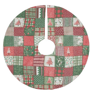 Patchwork Christmas  Brushed Polyester Tree Skirt