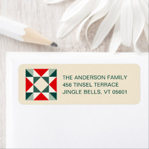 Patchwork Christmas Red and Green Return Address Label
