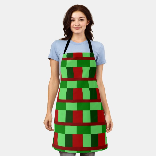 Patchwork Christmas red greens Apron (Worn)