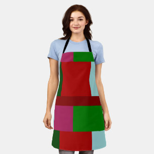 Patchwork Christmas red light blue green hot pink Apron