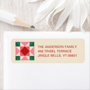 Patchwork Christmas Red Pink Green Return Address Label
