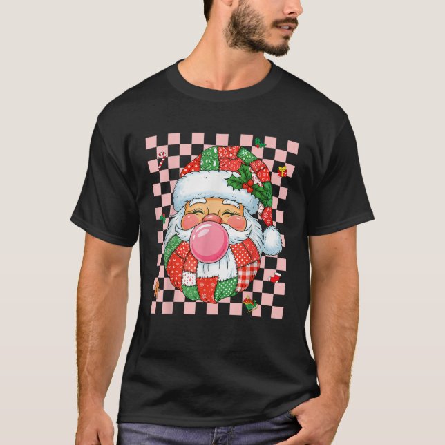 Patchwork Christmas Santa Claus Face Funny Old Fas T-Shirt (Front)