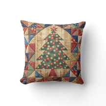 Patchwork Christmas Tree 1 Cushion