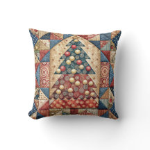 Patchwork Christmas Tree 3 Cushion