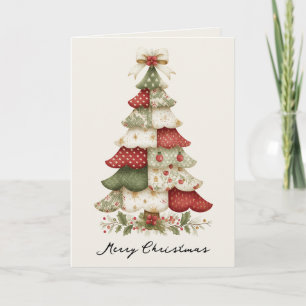 Patchwork Christmas Tree Christmas Card