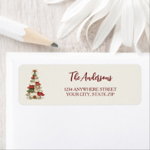 Patchwork Christmas Tree Christmas Return Address Label