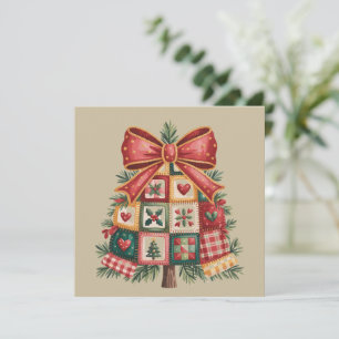 Patchwork Christmas Tree Coquette Xmas Holiday Card